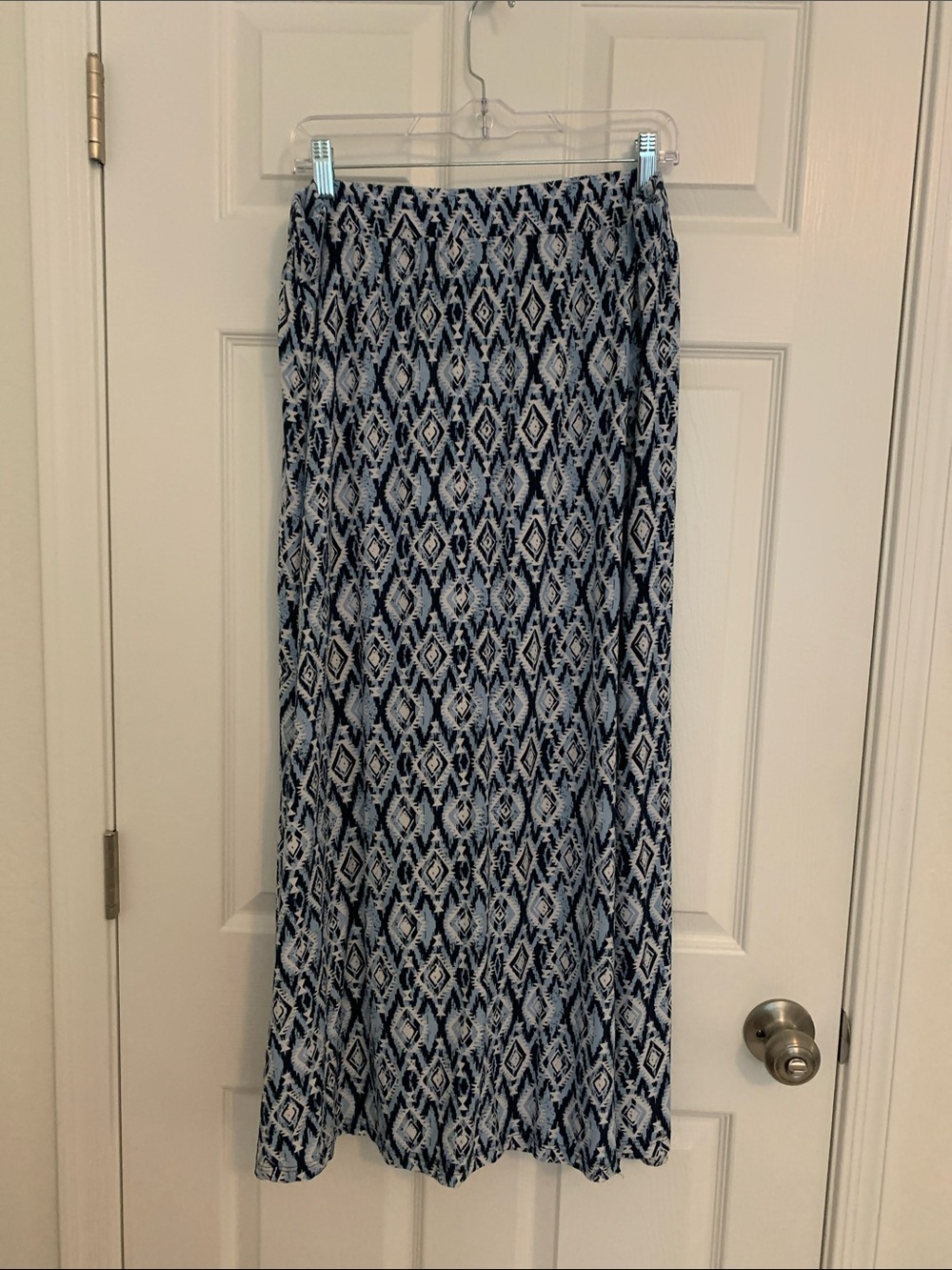 Terra & Sky Blue and White Geometric Maxi Skirt